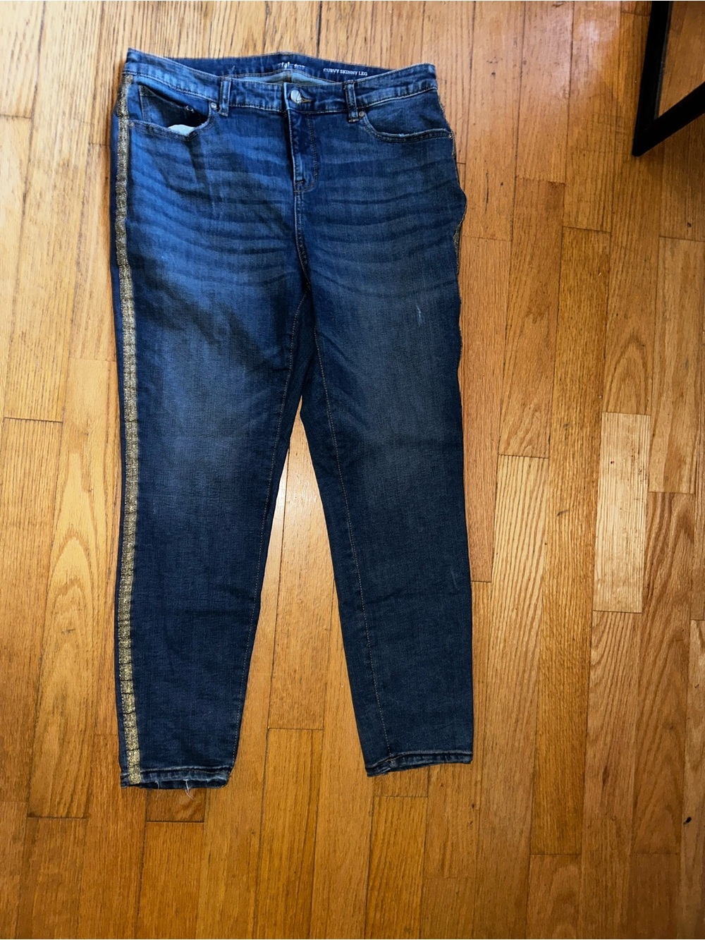 Style & Co.  Blue Skinny Jeans with Side Metallic Stripe curvy skinny leg